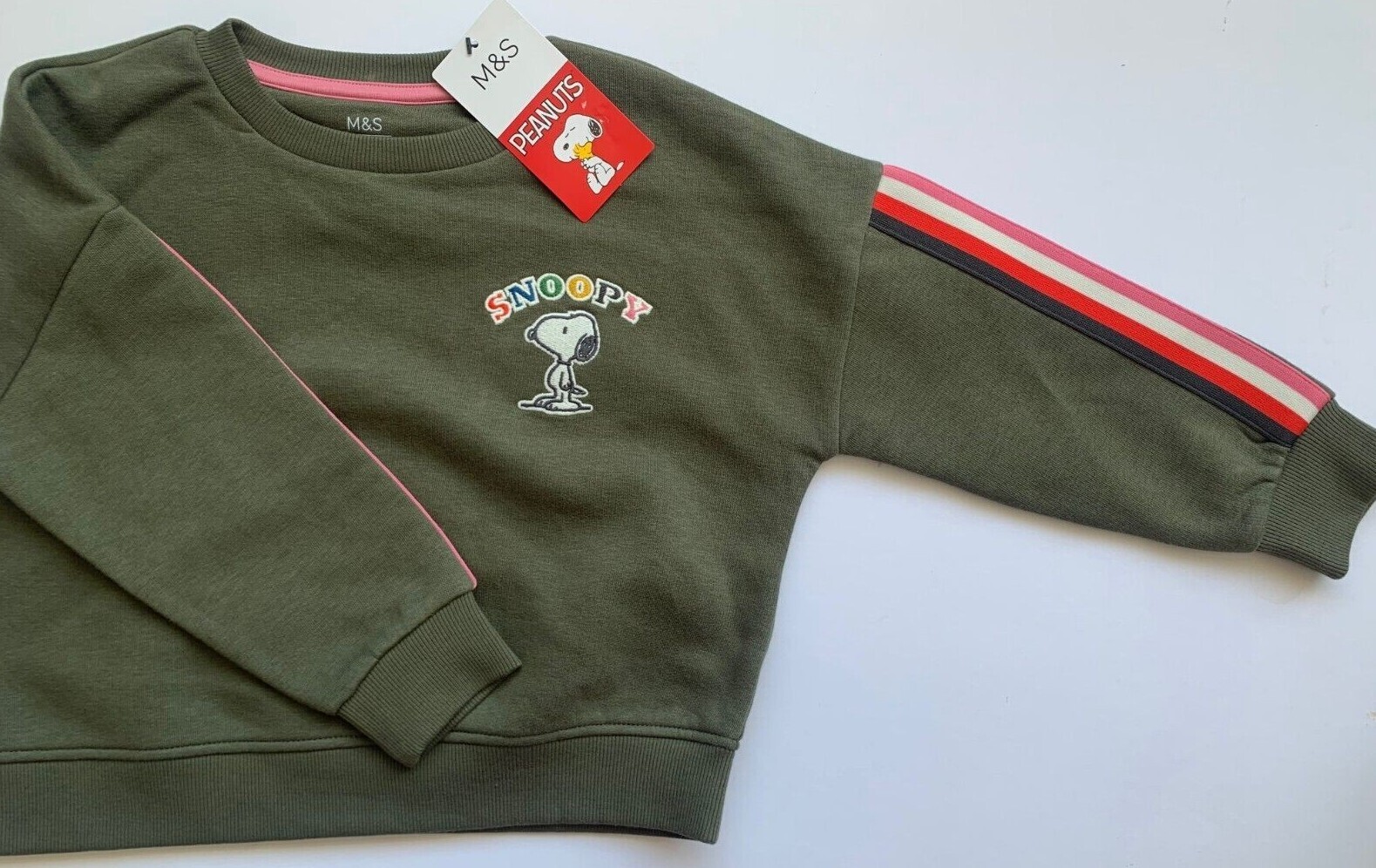 Age 3-4 Marks \u0026 Spencer SNOOPY Girls Green Jumper w/ Embroidered Snoopy RRP  £14 | eBay UK